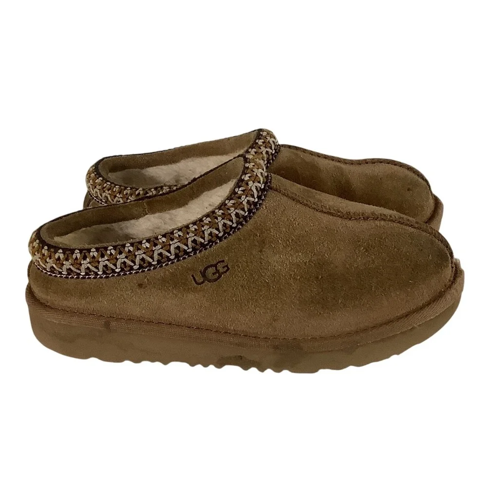 UGG Tasman Suede Slippers Chestnut Brown Kids Size 13 1019066K
